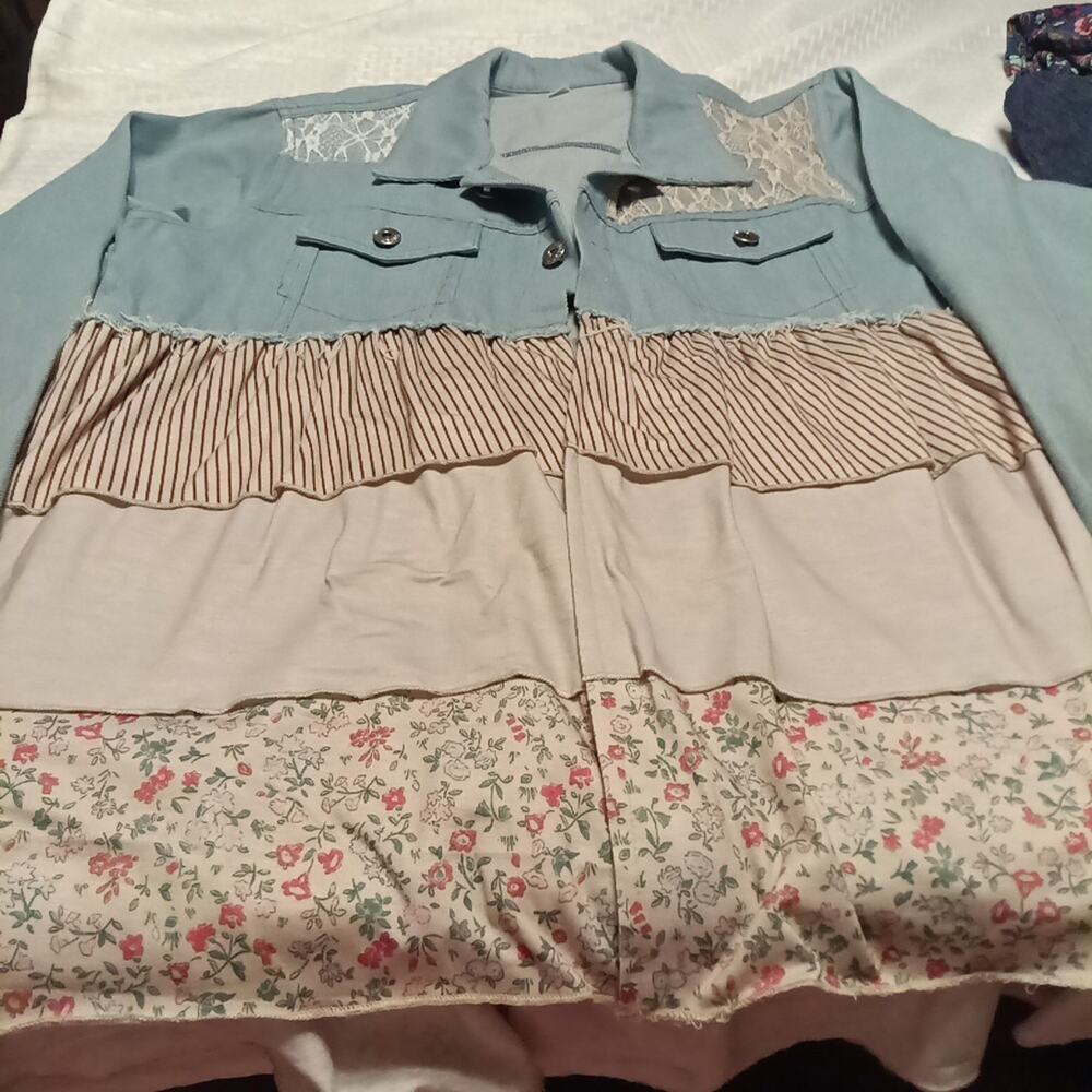 Unbranded Patchwork Boho Jacket Womens Size Med. Multicolor Cottage Core Retro